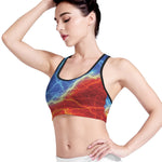 Blue And Red Lightning Print Women's Sports Bra