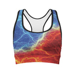 Blue And Red Lightning Print Women's Sports Bra
