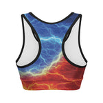 Blue And Red Lightning Print Women's Sports Bra