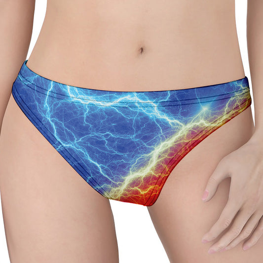 Blue And Red Lightning Print Women's Thong