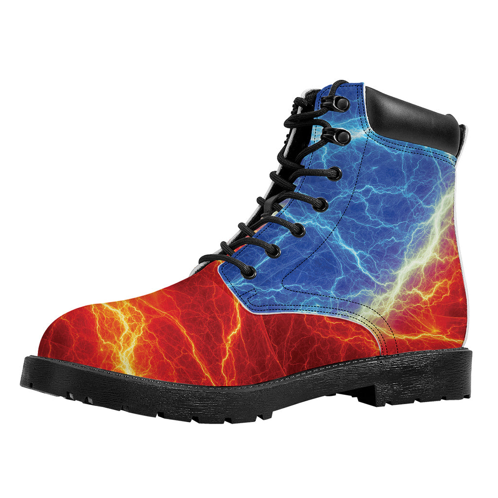 Blue And Red Lightning Print Work Boots