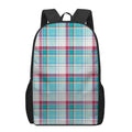Blue And Red Madras Pattern Print 17 Inch Backpack