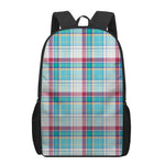 Blue And Red Madras Pattern Print 17 Inch Backpack