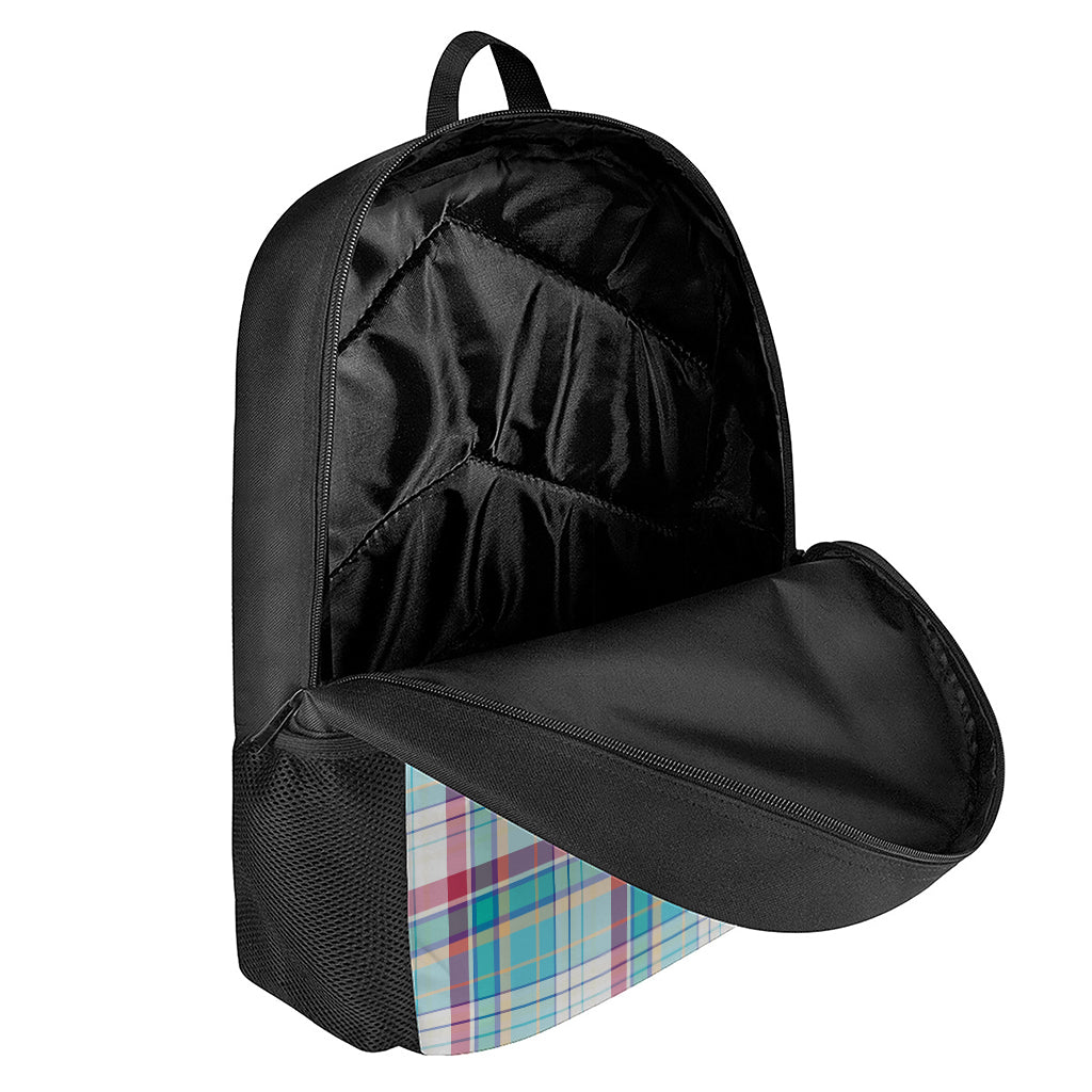 Blue And Red Madras Pattern Print 17 Inch Backpack