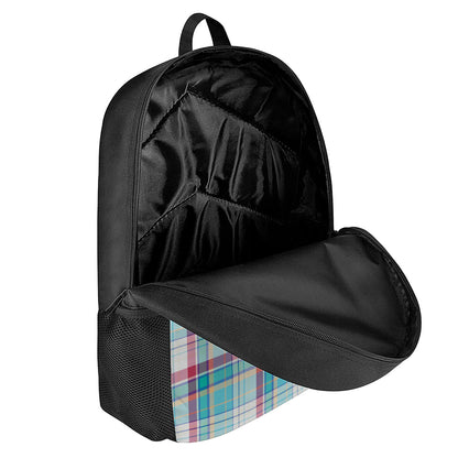 Blue And Red Madras Pattern Print 17 Inch Backpack