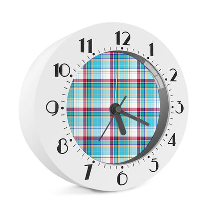 Blue And Red Madras Pattern Print Alarm Clock