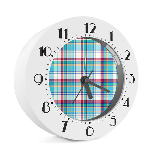 Blue And Red Madras Pattern Print Alarm Clock