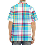 Blue And Red Madras Pattern Print Aloha Shirt