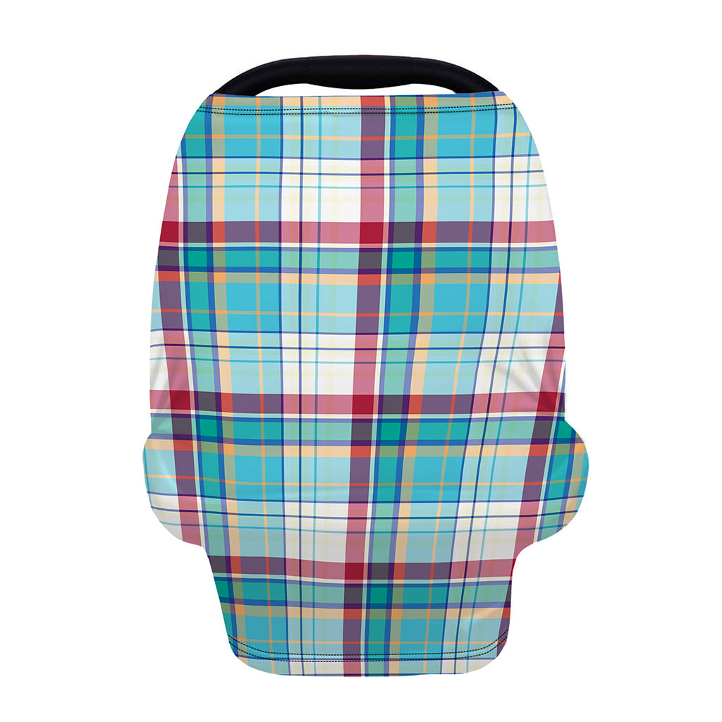 Blue And Red Madras Pattern Print Baby Seat Cover