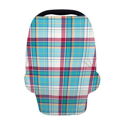 Blue And Red Madras Pattern Print Baby Seat Cover