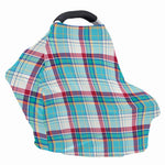Blue And Red Madras Pattern Print Baby Seat Cover