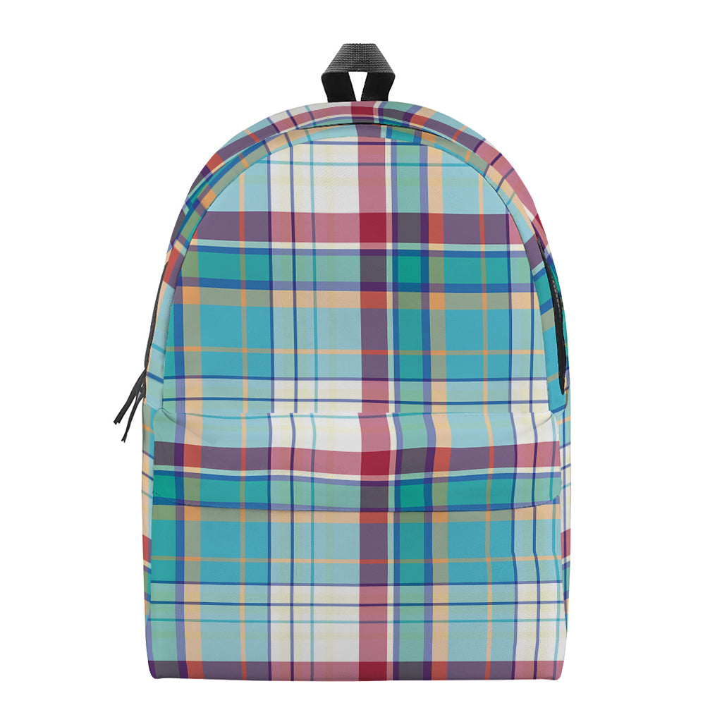 Blue And Red Madras Pattern Print Backpack