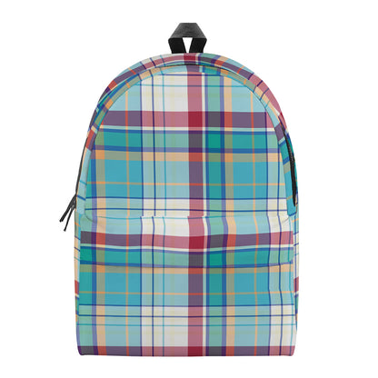 Blue And Red Madras Pattern Print Backpack