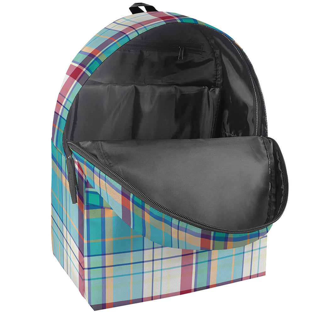 Blue And Red Madras Pattern Print Backpack