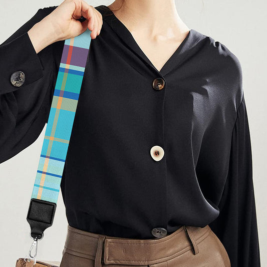 Blue And Red Madras Pattern Print Bag Strap
