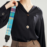 Blue And Red Madras Pattern Print Bag Strap