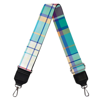 Blue And Red Madras Pattern Print Bag Strap