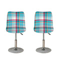 Blue And Red Madras Pattern Print Bar Stool Covers