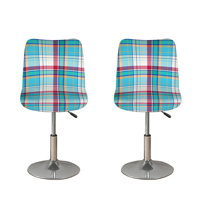 Blue And Red Madras Pattern Print Bar Stool Covers