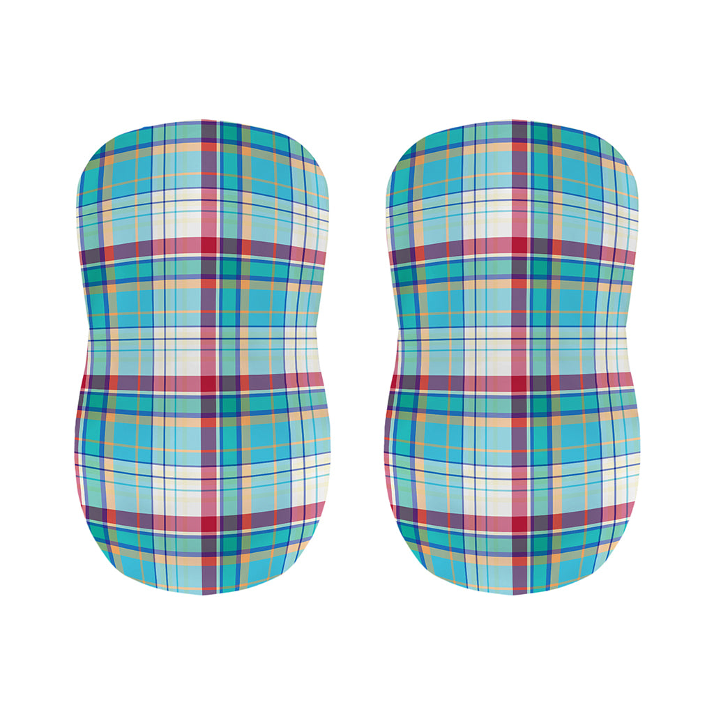Blue And Red Madras Pattern Print Bar Stool Covers