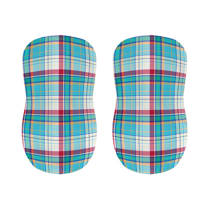 Blue And Red Madras Pattern Print Bar Stool Covers