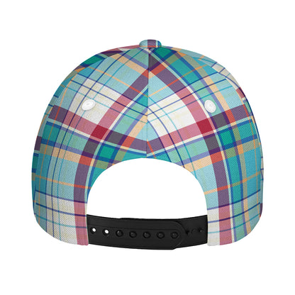 Blue And Red Madras Pattern Print Baseball Cap