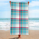 Blue And Red Madras Pattern Print Beach Towel