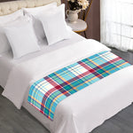 Blue And Red Madras Pattern Print Bed Runner