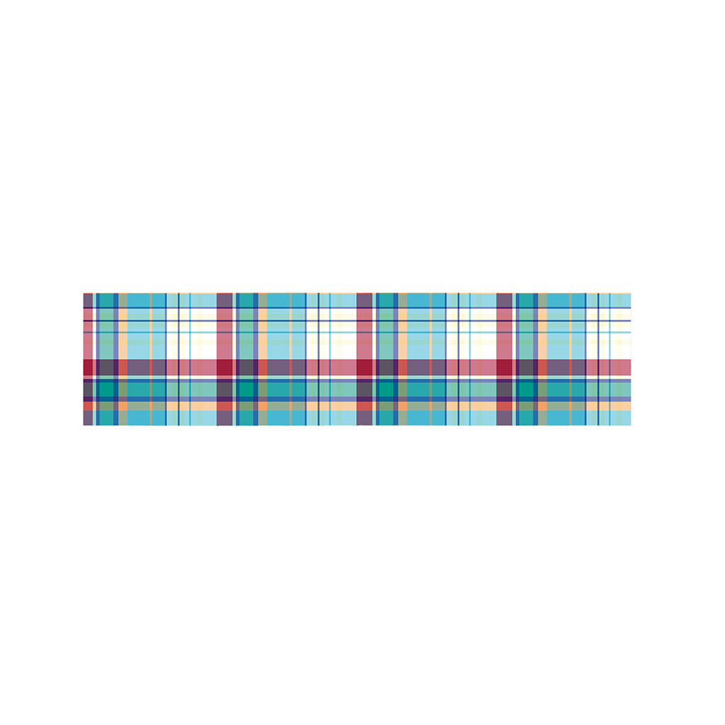 Blue And Red Madras Pattern Print Bed Runner