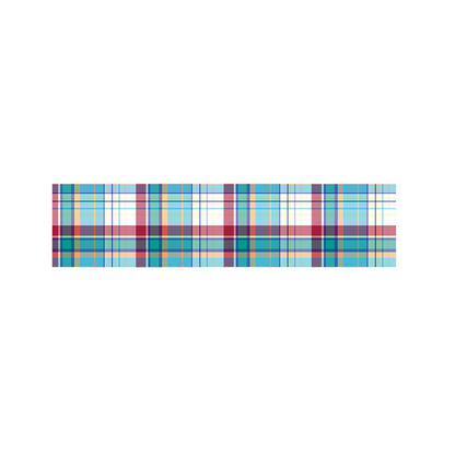 Blue And Red Madras Pattern Print Bed Runner