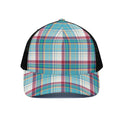 Blue And Red Madras Pattern Print Black Mesh Trucker Hat