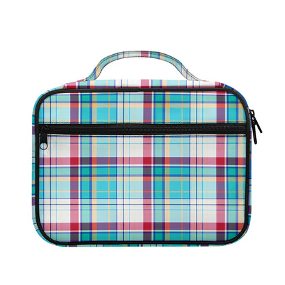 Blue And Red Madras Pattern Print Briefcase Bible Bag