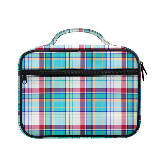 Blue And Red Madras Pattern Print Briefcase Bible Bag