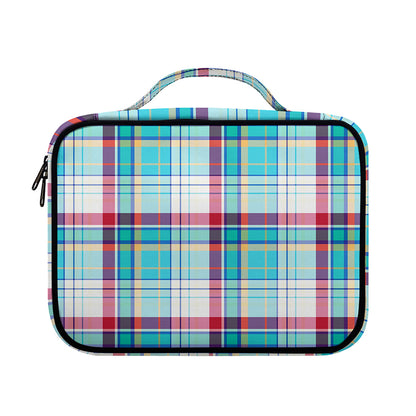 Blue And Red Madras Pattern Print Briefcase Bible Bag