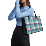 Blue And Red Madras Pattern Print Canvas Tote Bag