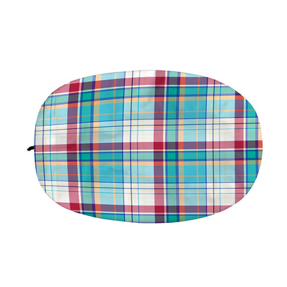 Blue And Red Madras Pattern Print Car Side Mirror Covers