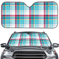 Blue And Red Madras Pattern Print Car Windshield Sun Shade