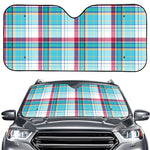 Blue And Red Madras Pattern Print Car Windshield Sun Shade