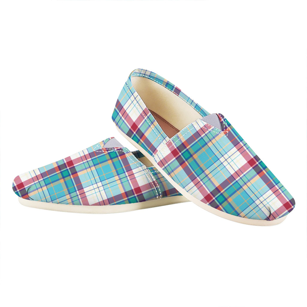 Blue And Red Madras Pattern Print Casual Shoes