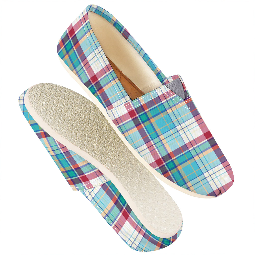 Blue And Red Madras Pattern Print Casual Shoes