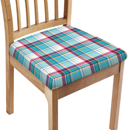 Blue And Red Madras Pattern Print Chair Cushion Cover