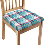 Blue And Red Madras Pattern Print Chair Cushion Cover