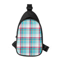 Blue And Red Madras Pattern Print Sling Bag
