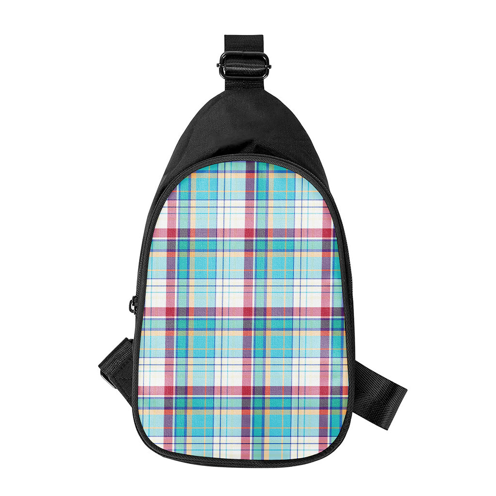 Blue And Red Madras Pattern Print Chest Bag