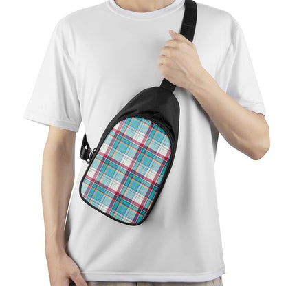 Blue And Red Madras Pattern Print Chest Bag