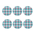 Blue And Red Madras Pattern Print Coaster Set