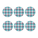 Blue And Red Madras Pattern Print Coaster Set