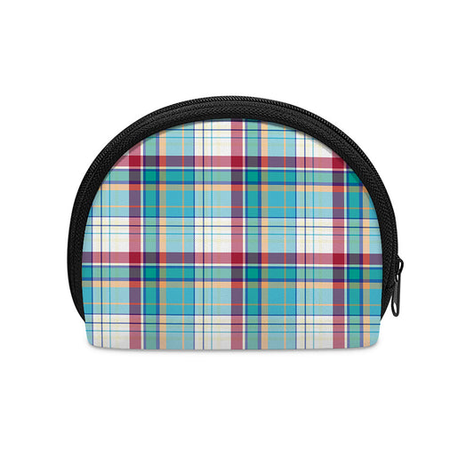 Blue And Red Madras Pattern Print Coin Purse
