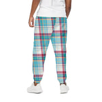 Blue And Red Madras Pattern Print Cotton Pants