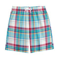 Blue And Red Madras Pattern Print Cotton Shorts